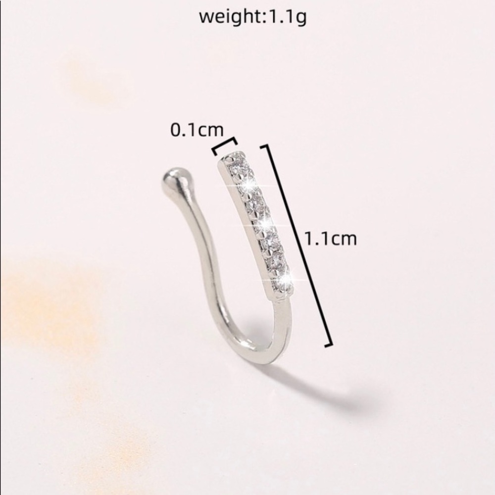 Silver Cubic Small Nose Ring BLING BLING - Picture 5 of 5